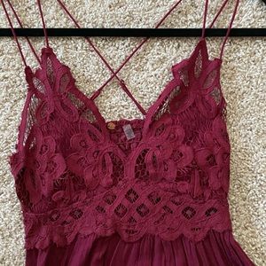 Free People One Adella Slip Dress Burgundy